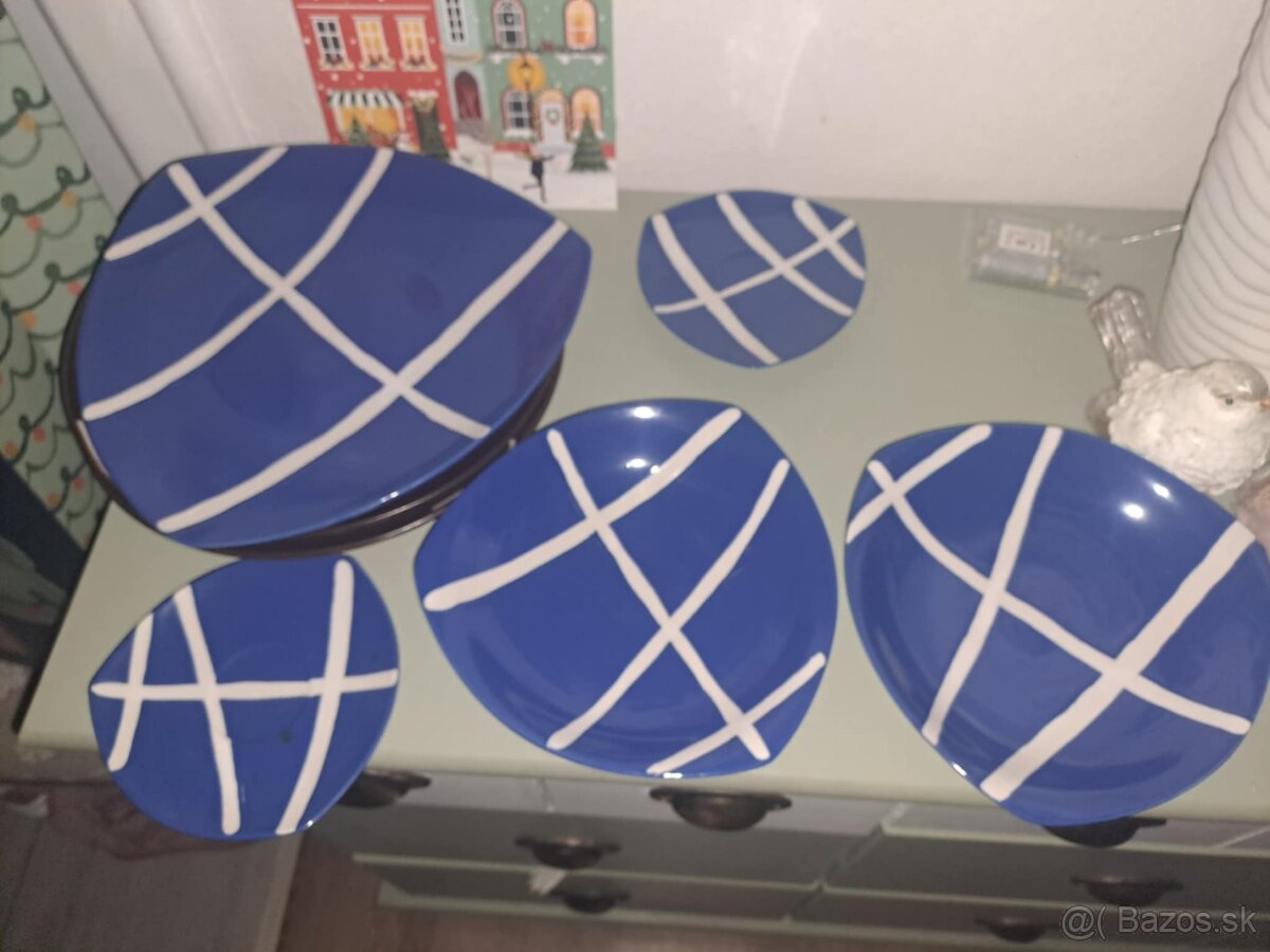 Dizajnové hnedé a modré taniere - 5