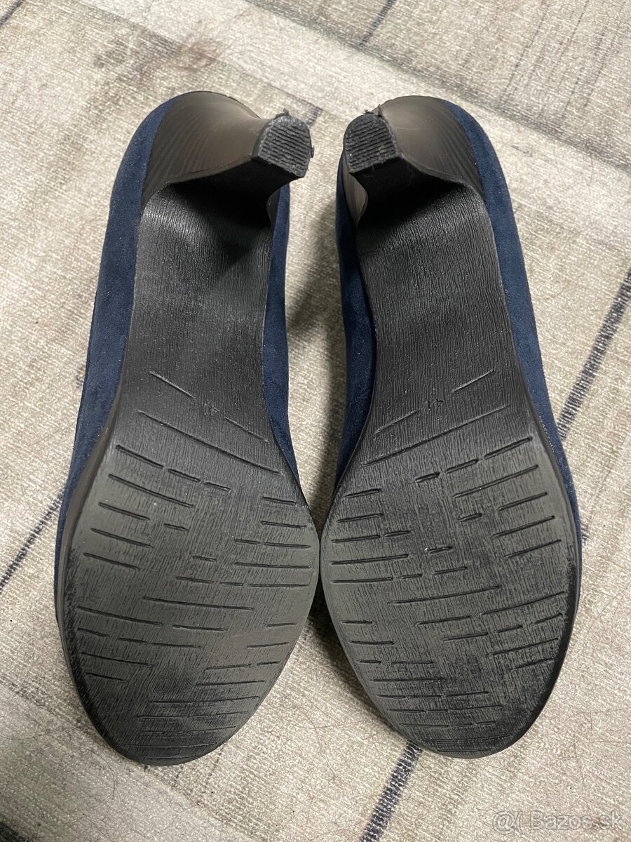 Modré semišové lodičky - 5