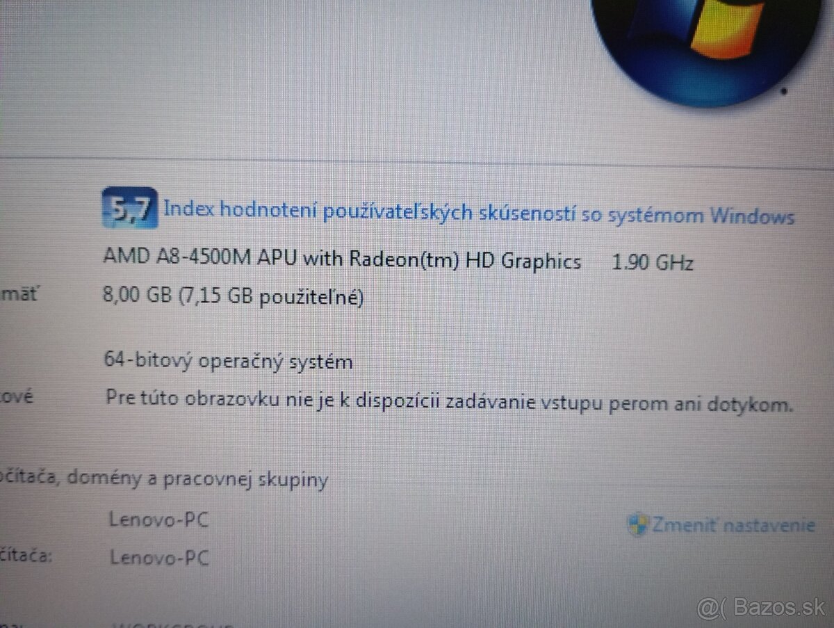 Lenovo Thinkpad E545 + AMD A8 4500M + 8gb ram + Win7 - 5