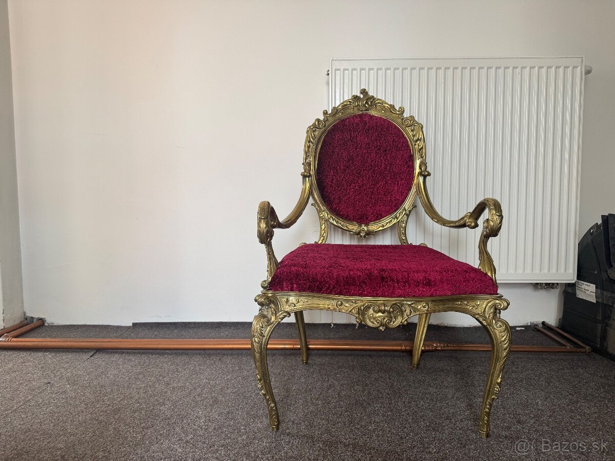 Starožitné křeslo mosazné - 5