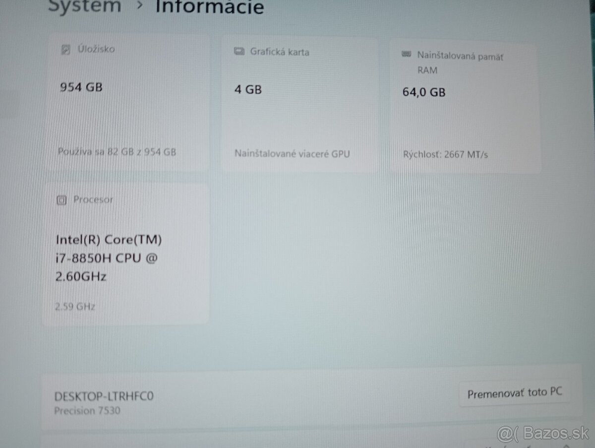 Dell Precision 7530 , Intel® Core™i7 , 64gb ram , 3x ssd - 5