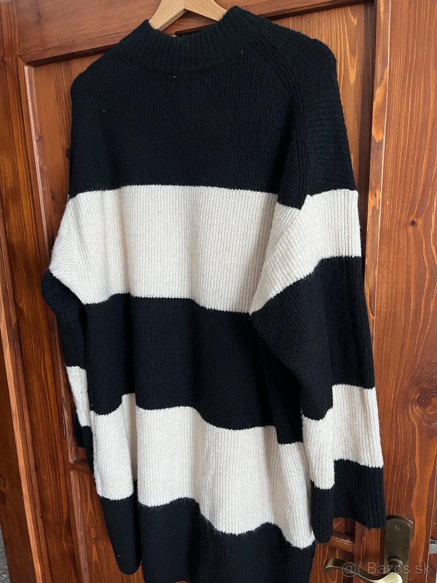 H&M dlhý pásikavý sveter L - 5