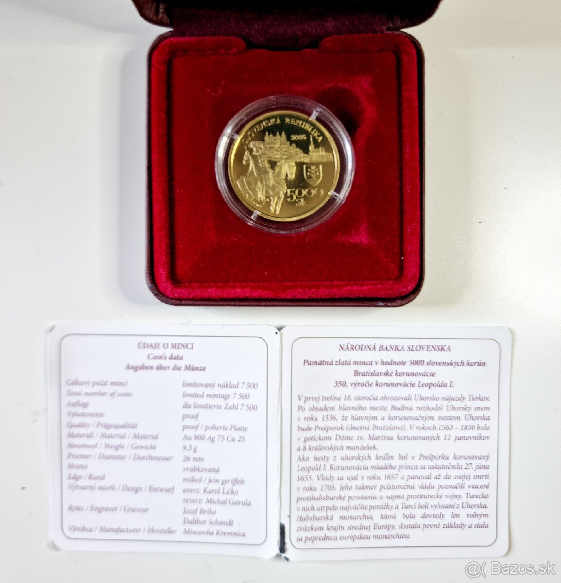 Zberateľská minca 5000 Sk Leopold I - 5