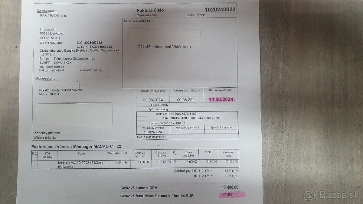 Minibager MACAO CT 22 ZÁRUKA 115 mt/h - 5