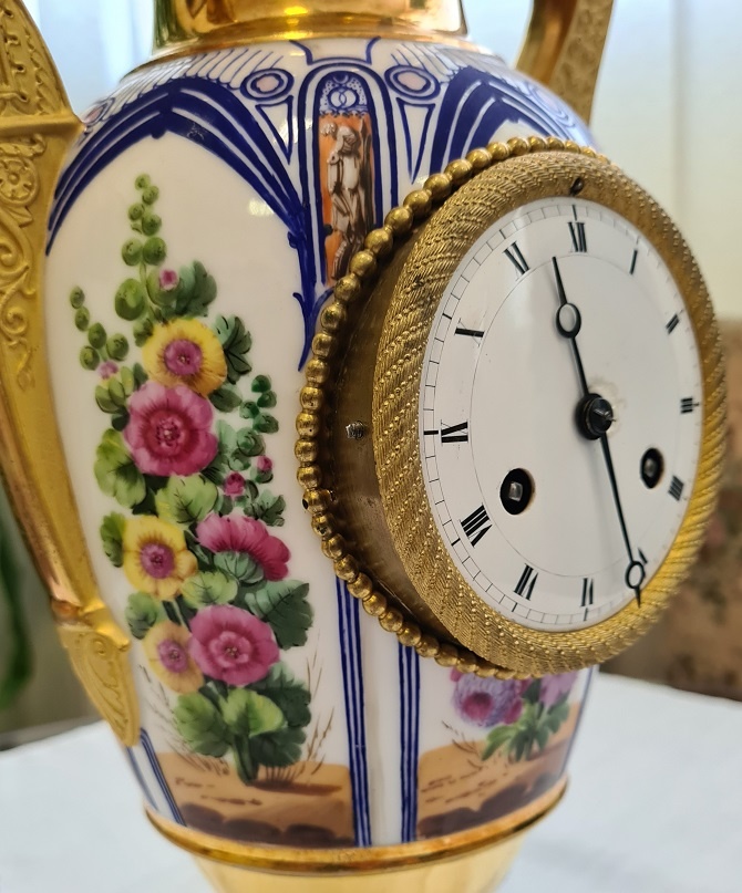 Hodiny starožitné porcelánové váza - 5