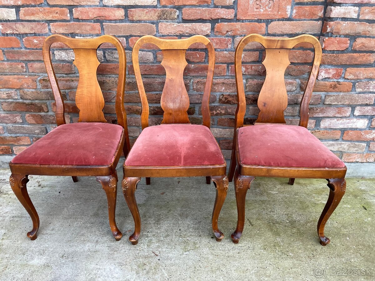 Elegantné vintage stoličky v štýle Queen Anne - 5