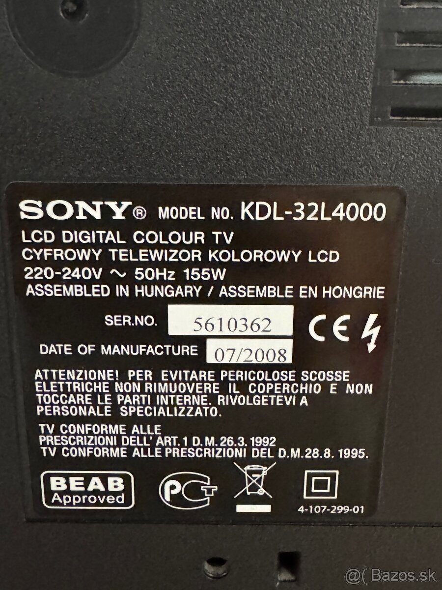 Televízor Sony KDL-32L4000 - 5