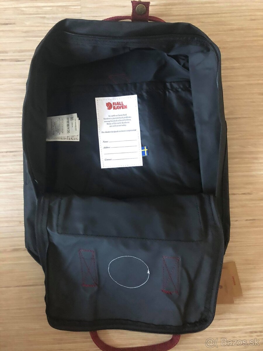 Batoh Fjällräven Kanken čierny s vínovými popruhmi - 5