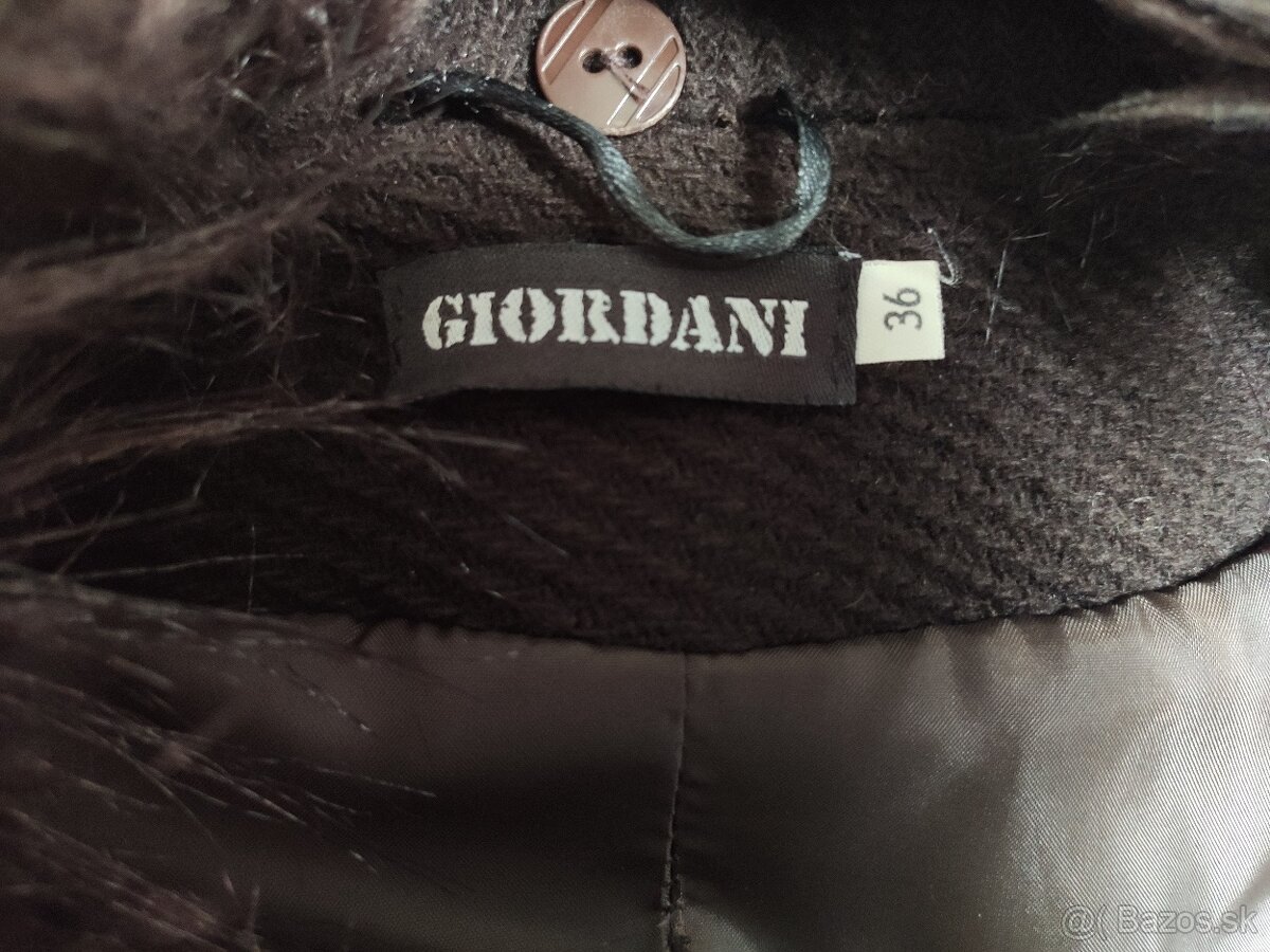 Hnedý vlnený kabát s límcom GIORDANI - veľ. 36 - 5