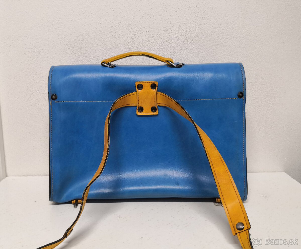 Retro školská taška s pravej kože zachovalá - 5