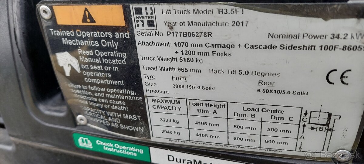 Hyster H3.5 FT diesel rok v. 2017 potrebná oprava - 5