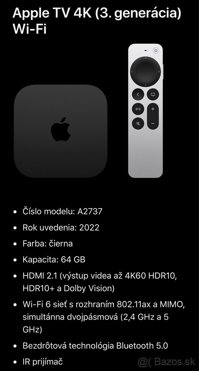 Apple TV 4K Wi‑Fi 64GB, 2022, model: A2737 #3 - 5