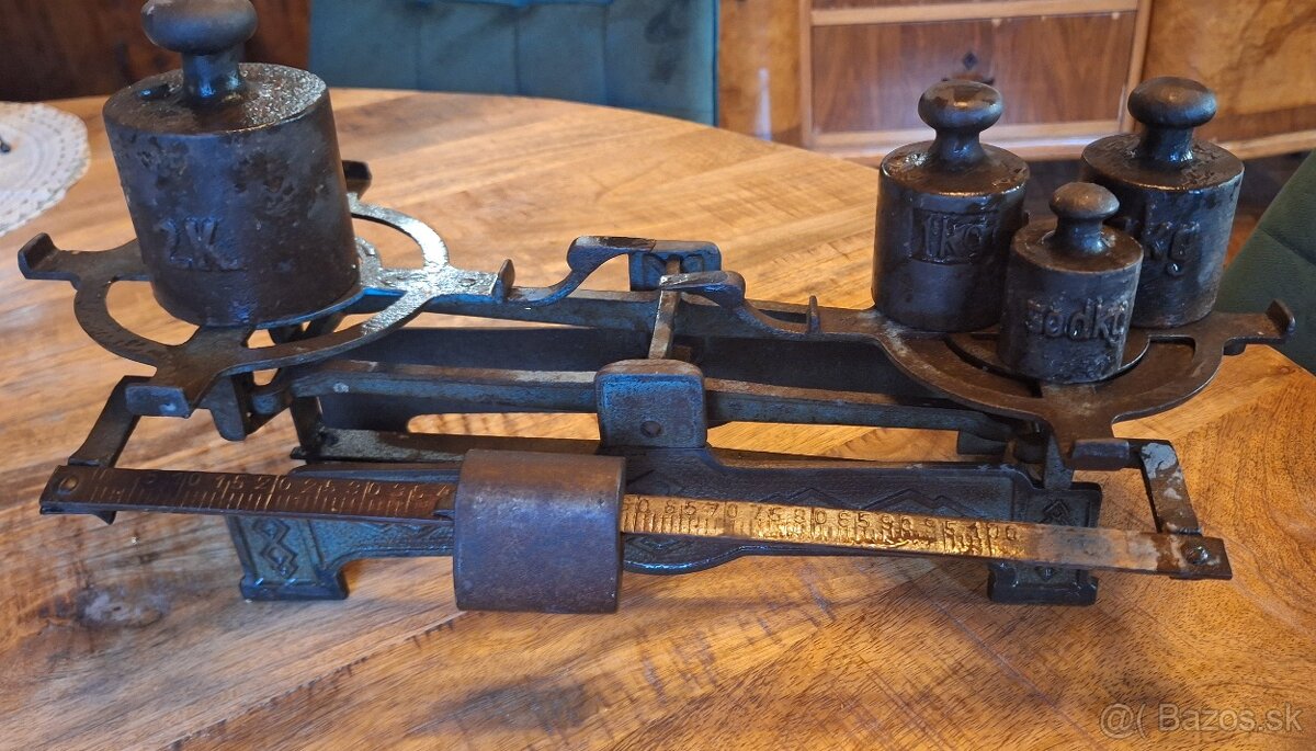 Starožitná váha plus 4 zavažia - 5