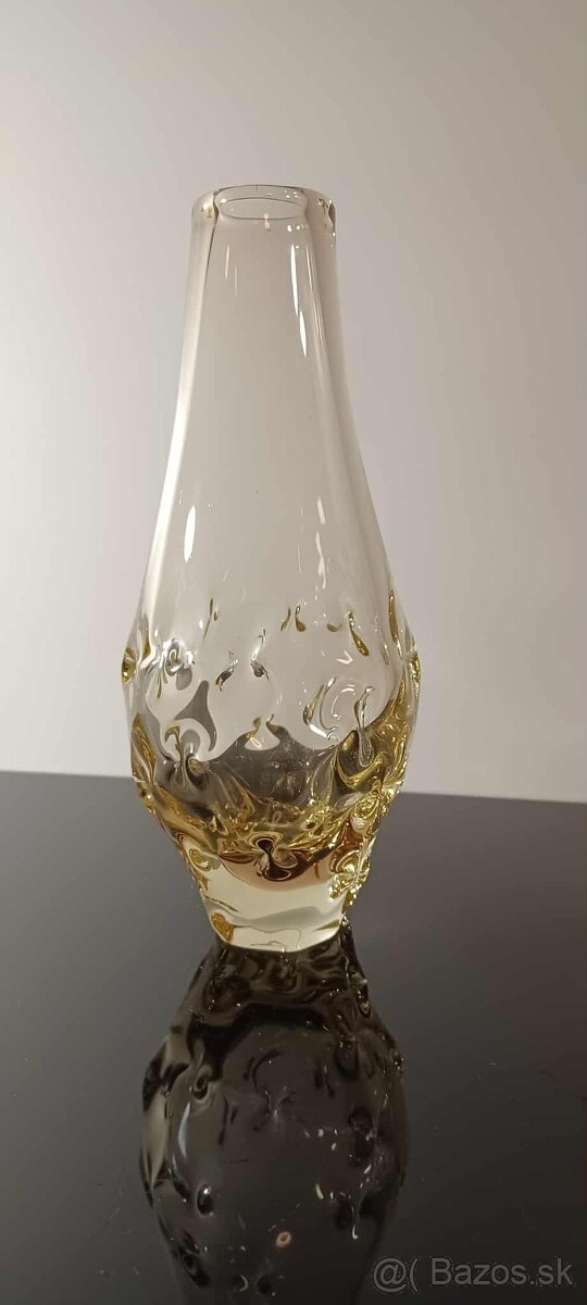 Váza z hutného citrínového skla návrh Klinger - 5