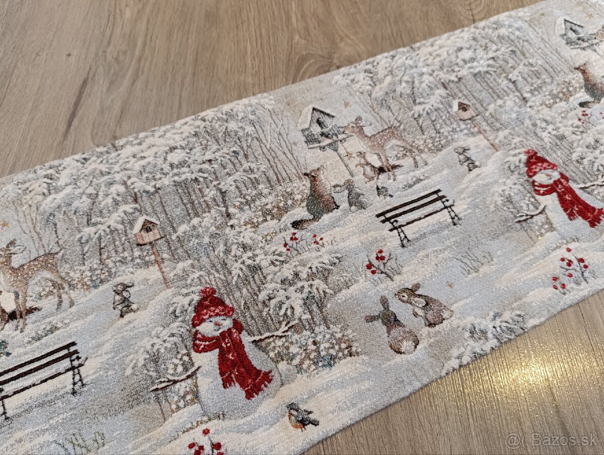 Vianočný zimný behúň na stôl - 5