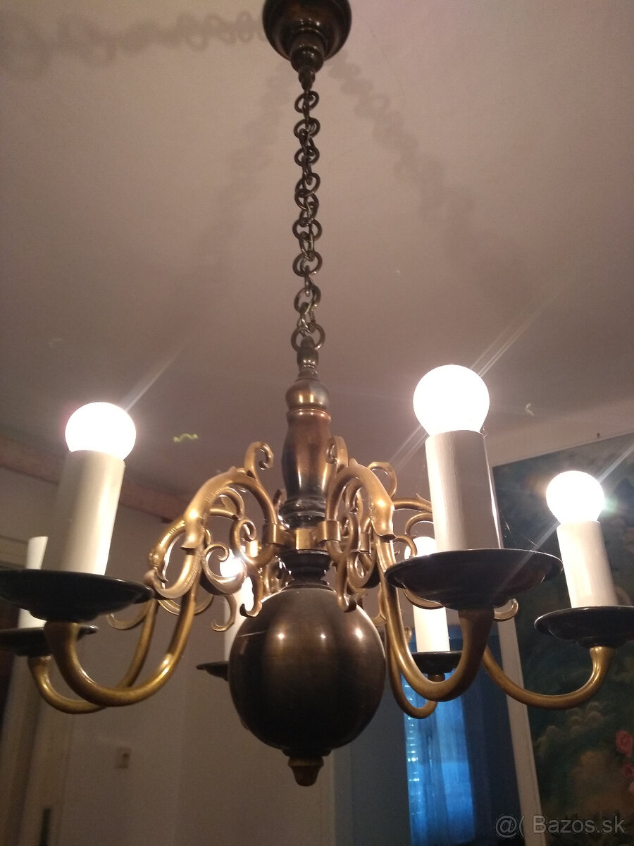 Predám mosadzný luster - 6 ramenný - 5