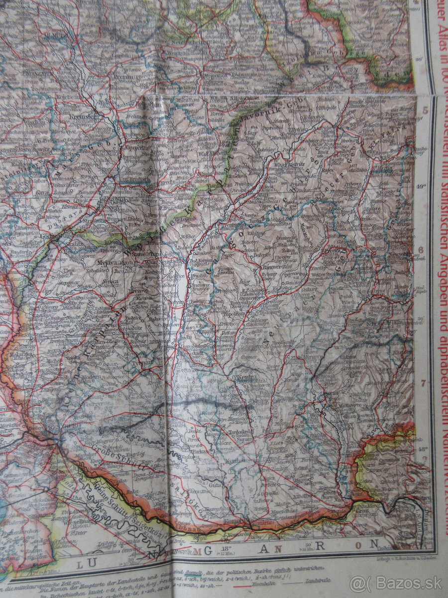Mapa Československo r. cca 1930, je tam aj časť Slovenska - 5