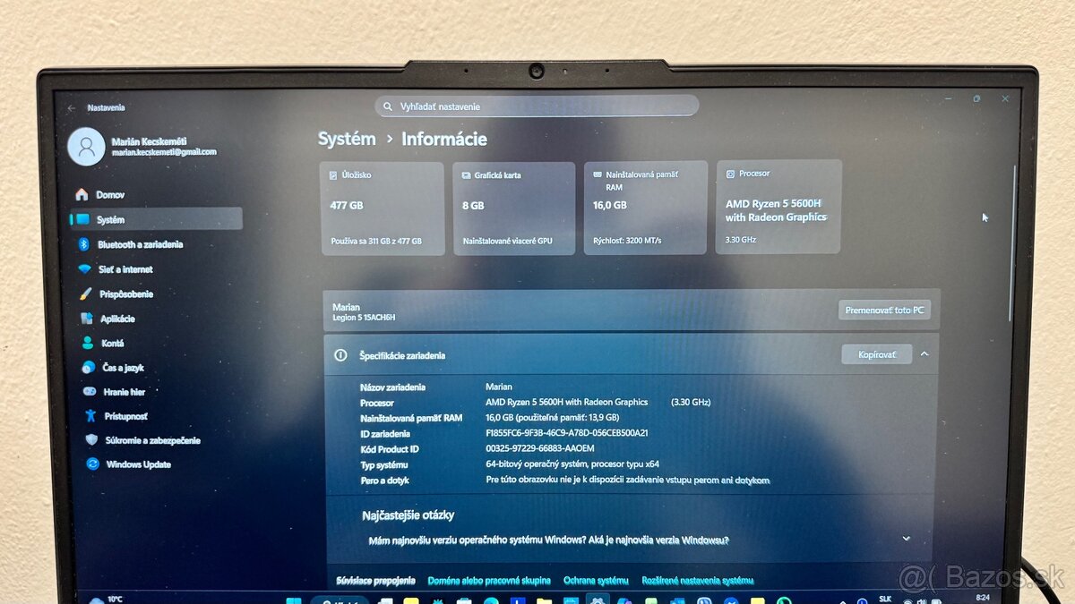 100% Lenovo Legion 5-15ACH6H 16GB RAM 512GB SSD 8GB GPU - 5