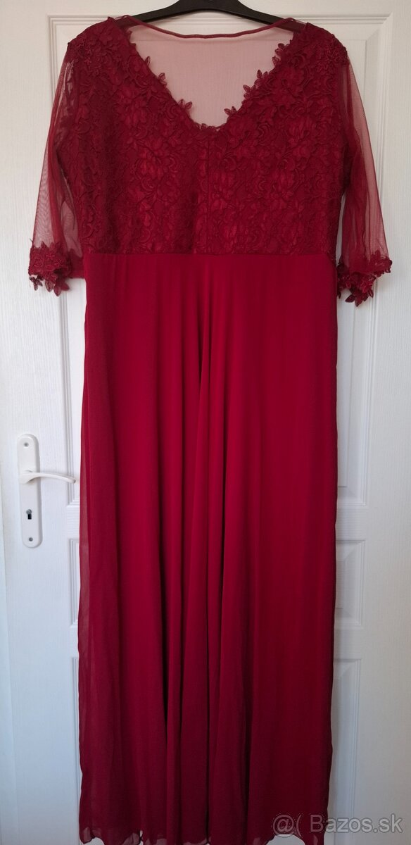 Šaty spoločenské bordo červená 48 - 5