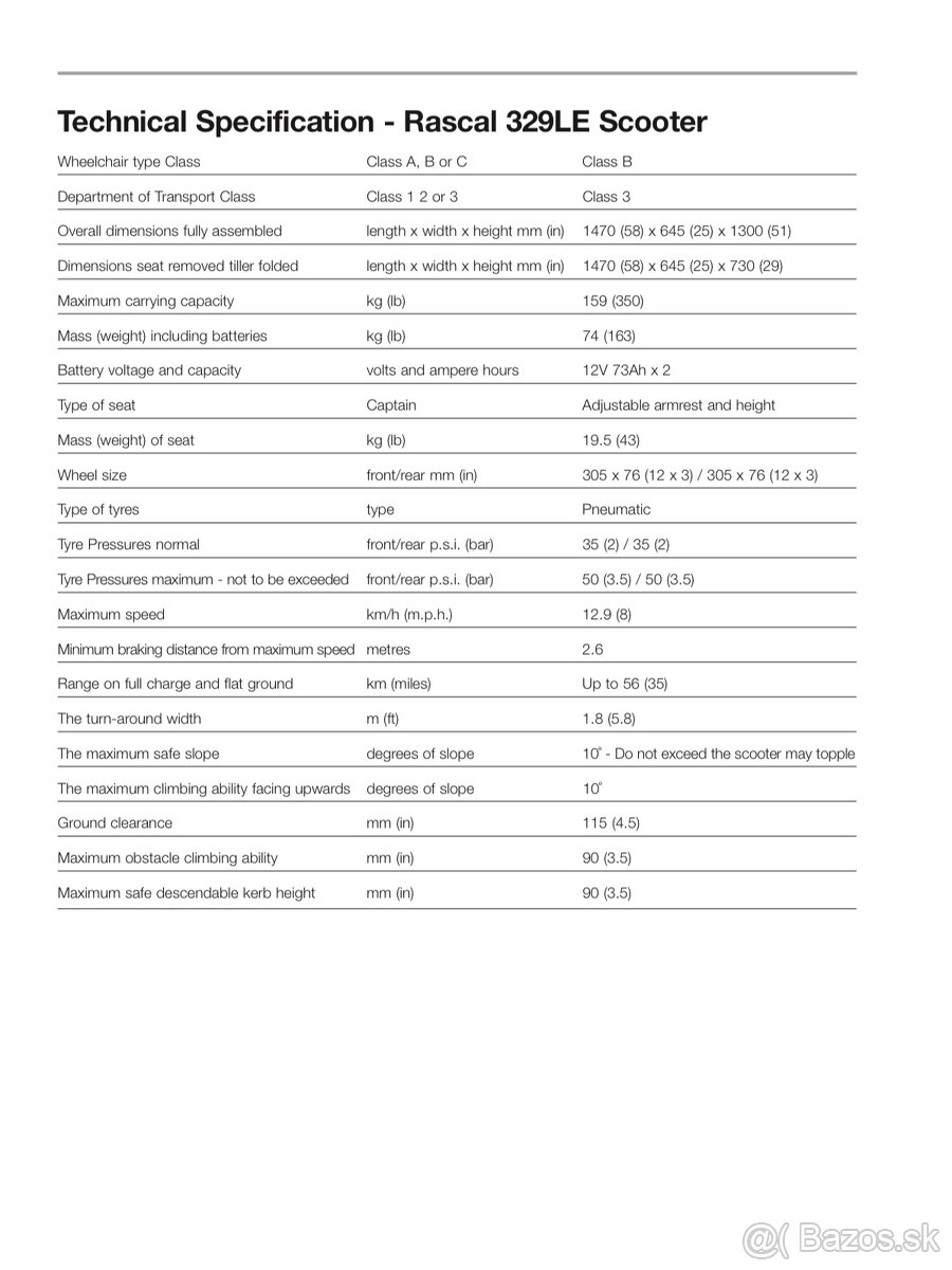 Elektrický štvorkolesový vozík Rascal 329 LE - 5