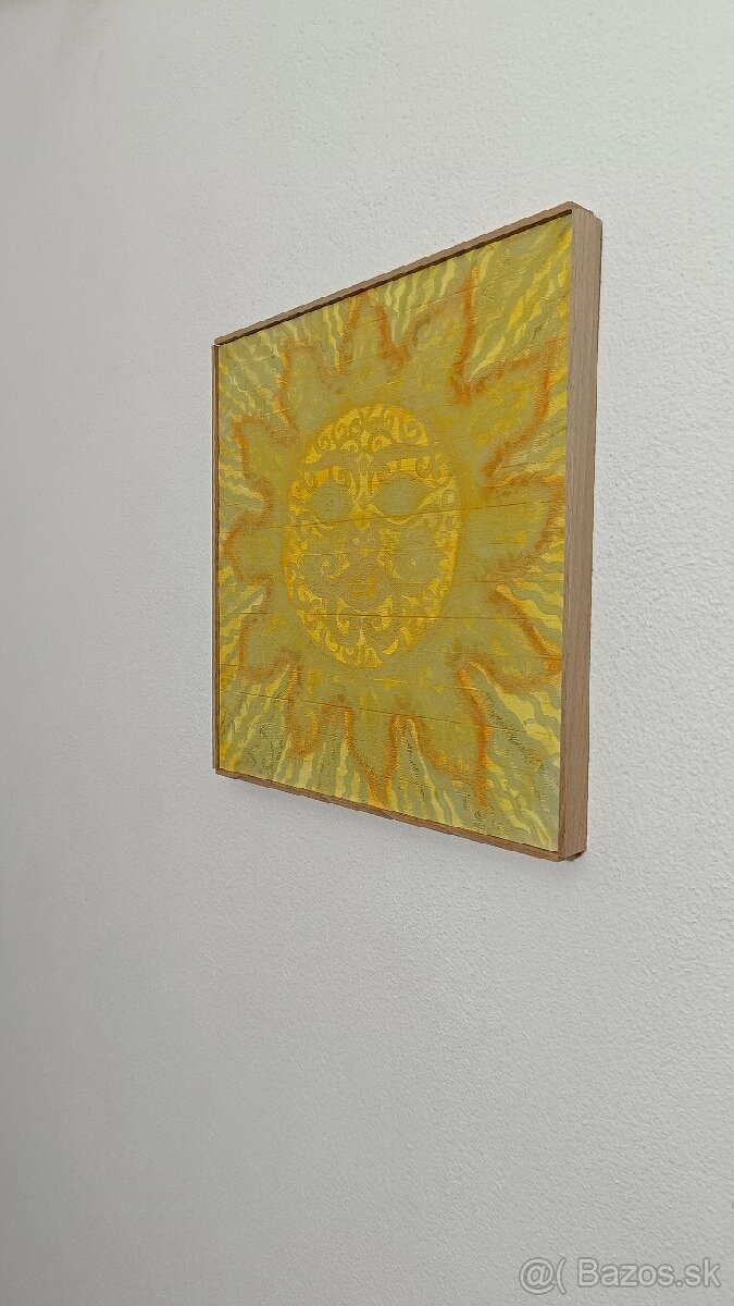 Magické slnko originál drevený obraz bukové drevo bohoo - 5