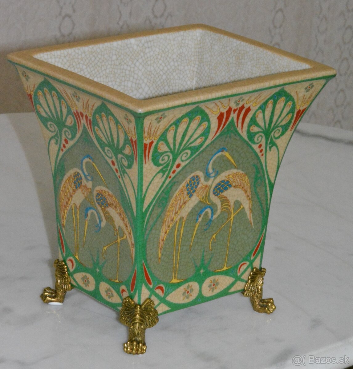 Secesní váza - porcelán + bronz - 5