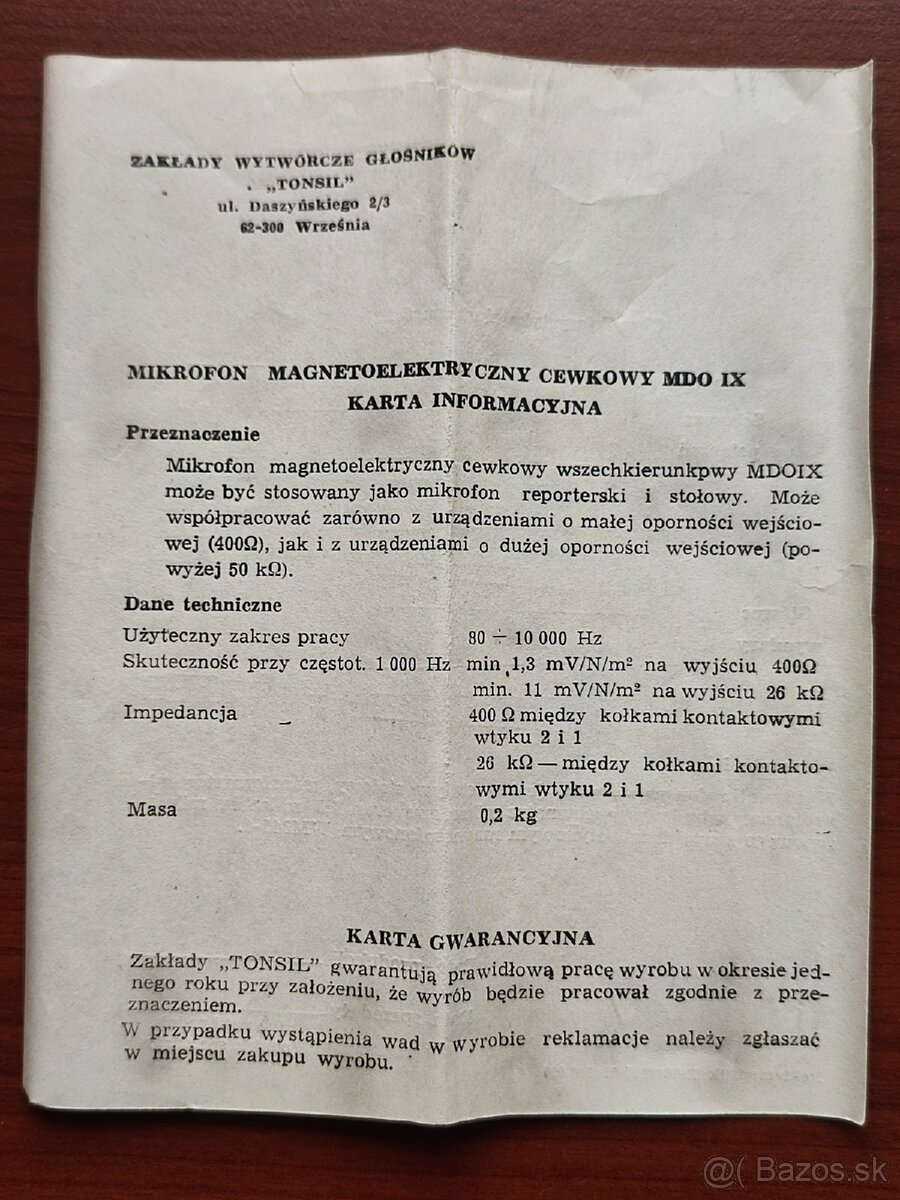 Mikrofón Tonsil MDO IX - 5