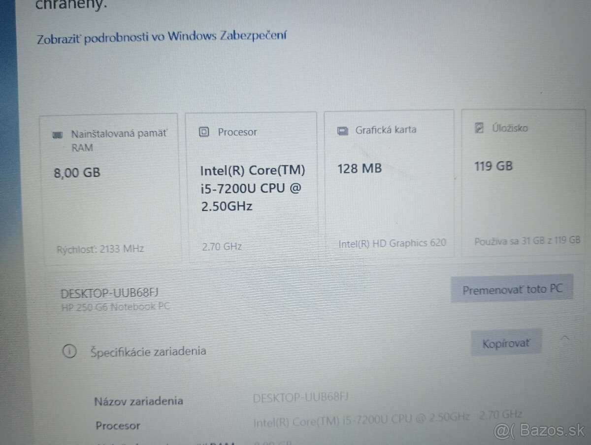 rozpredam funkčný notebook Hp 250 G6 - 5
