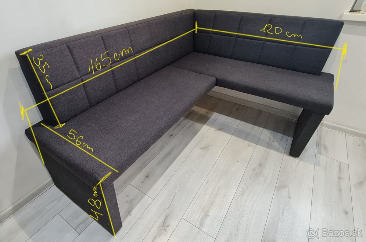 Rozkladací kuchynský stôl z masívu a rohová lavica - 5