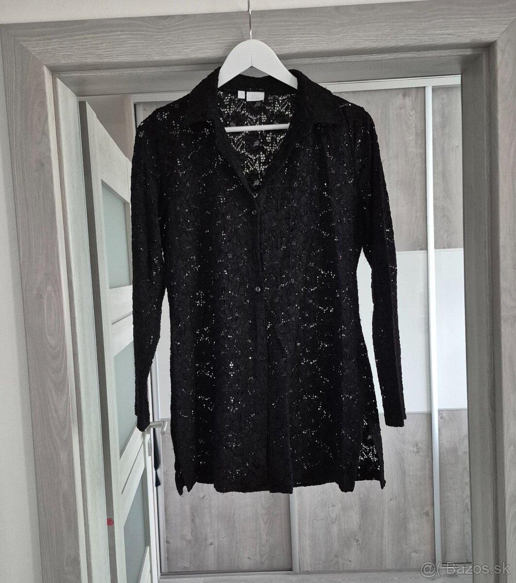 Čipkovaná košeľa Alba moda v.L - 5