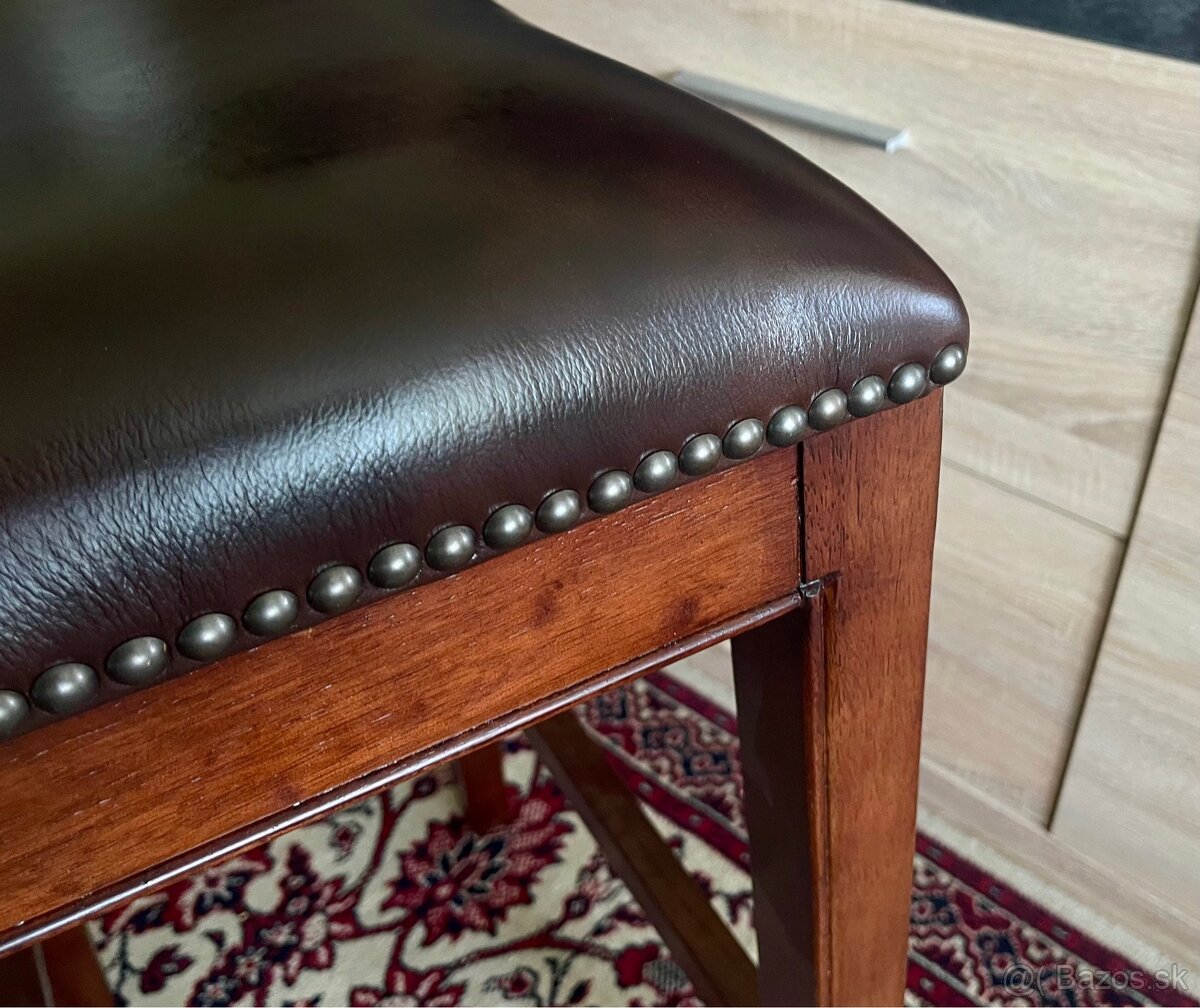 CHESTERFIELD kožená stolička koža / drevo masív buk - 5