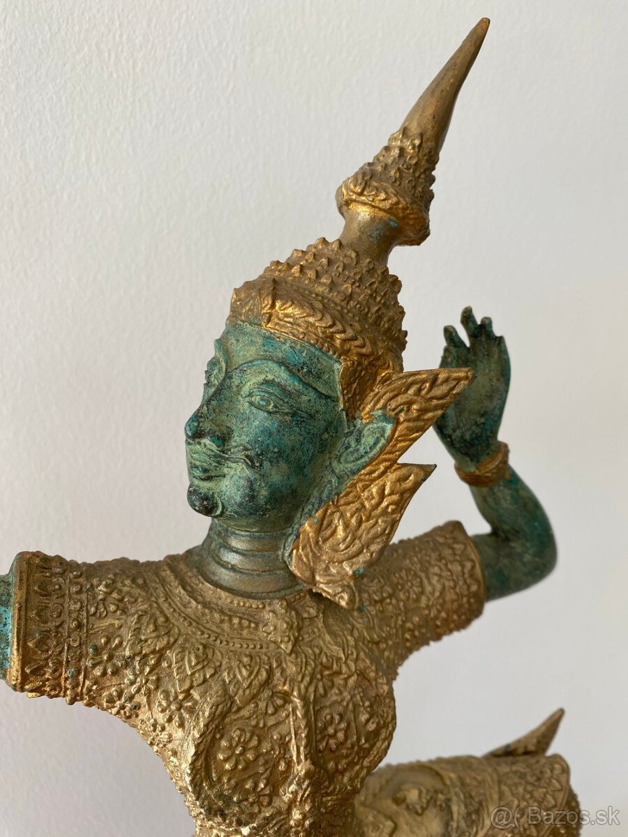 THAJSKÁ BRONZOVÁ SOCHA KRÁĽ RAMA 46cm - 5