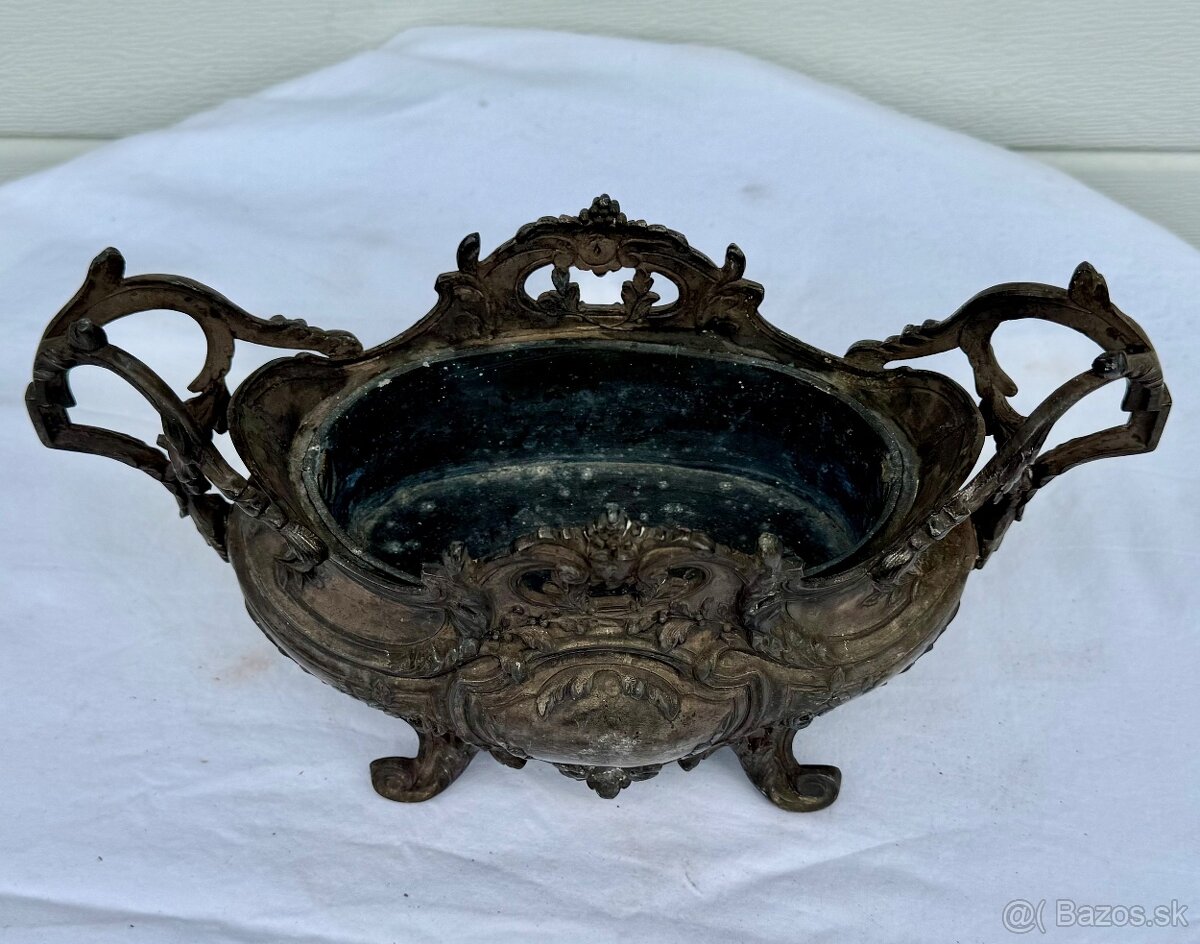 Starožitná zdobená žardiniéra s ružičkama - 5