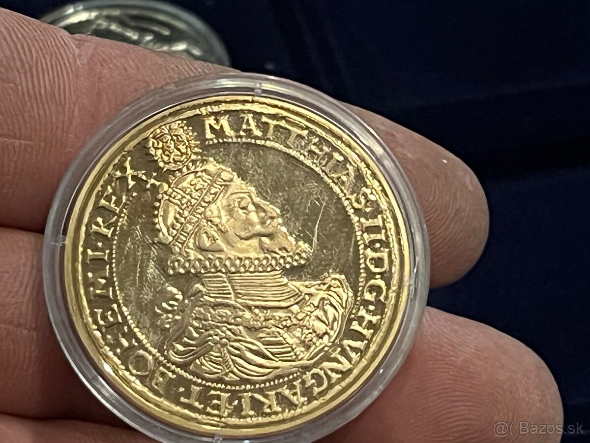 Predám 5x pozlátené a postriebrené mince na foto. - 5