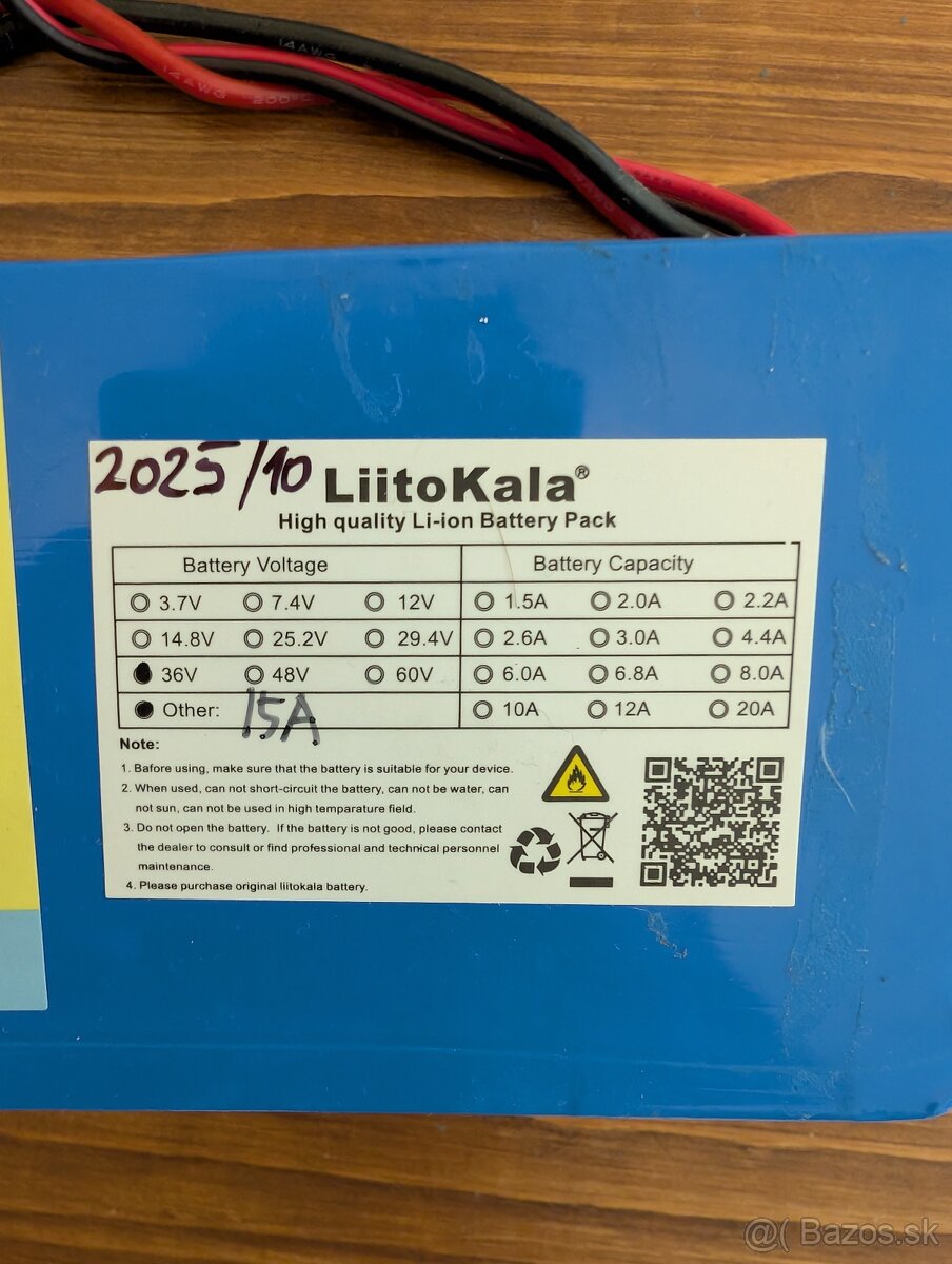 batéria 42v nabitá , 15Ah nová , články 21700 Liitokala - 5
