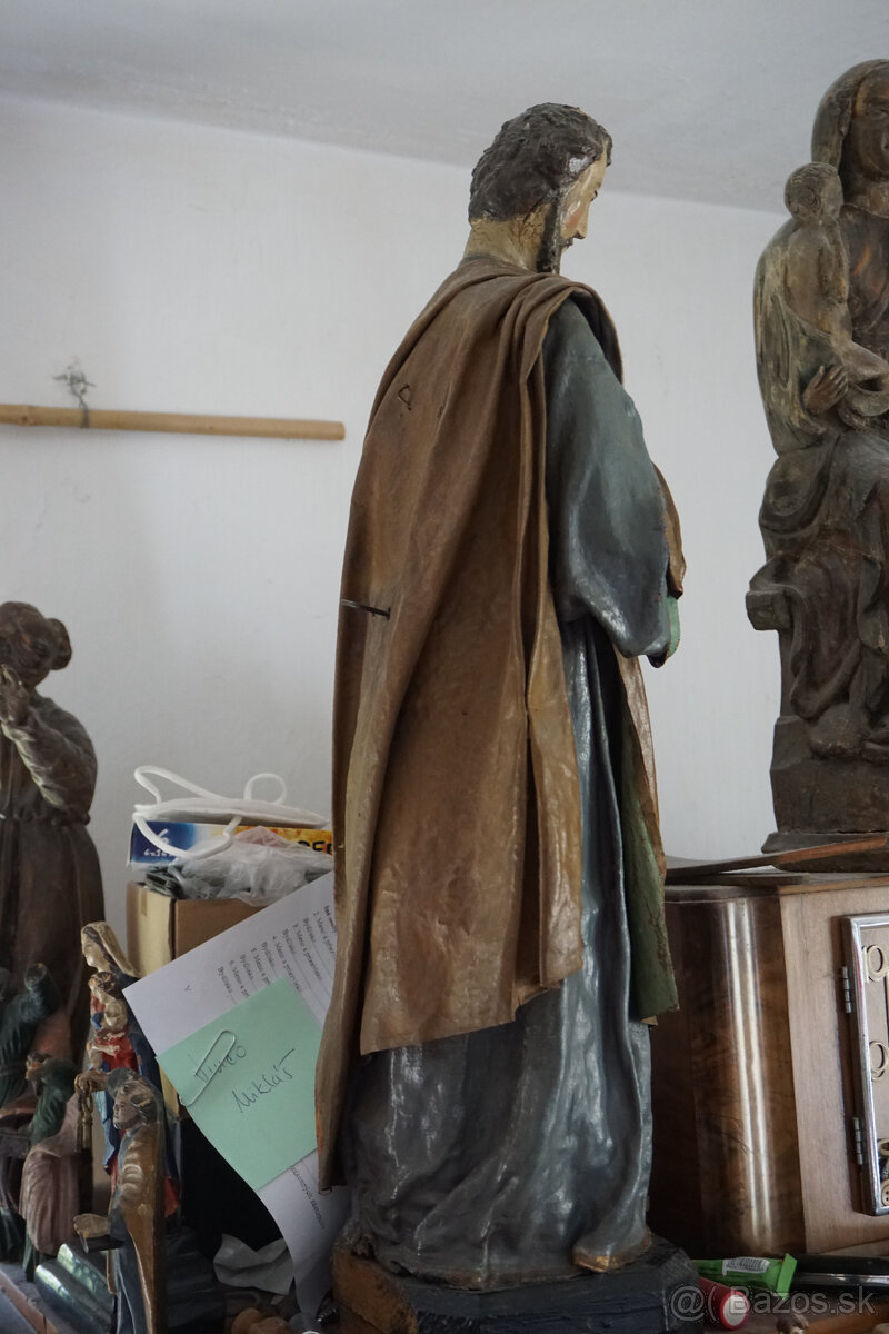 Drevena barokova socha s platenou draperiou, 18.stor. - 5