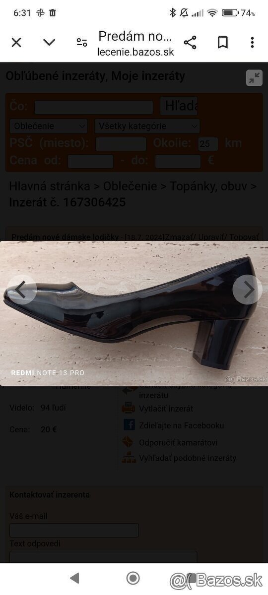 Predám dámske lodičky veľkosť:41 - 5