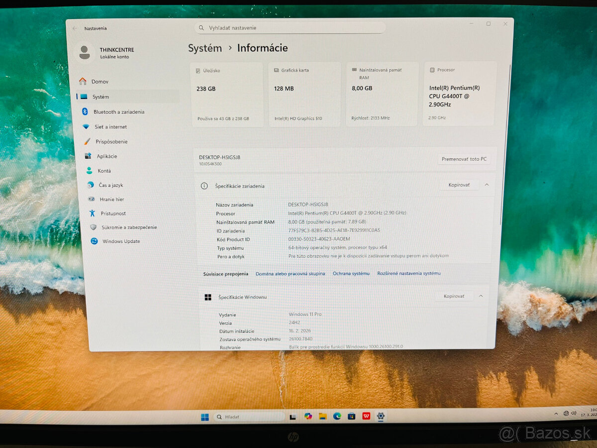 Minipočítač Lenovo ThinkCentre M700 s 2 ročnou zárukou - 5