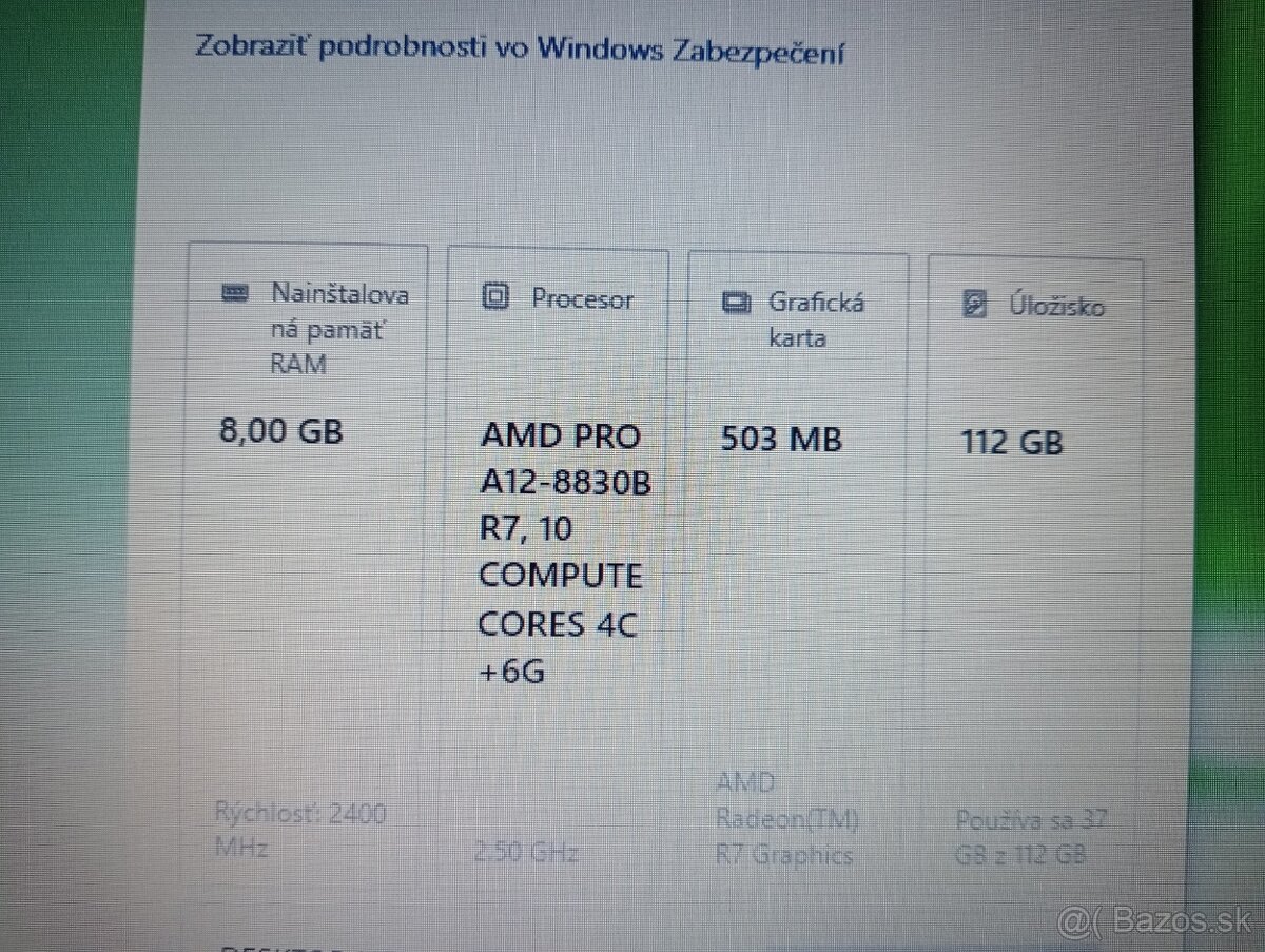 Lenovo thinkpad a475 , 4-jadrový procesor AMD ,8gb ram ,HDMI - 5