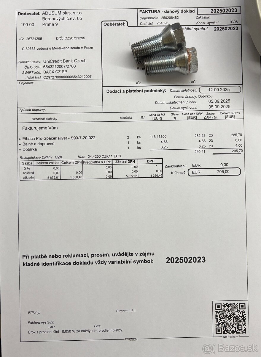 ‼️ Eibach podložky 5×100 – 20 mm – ako nové, so zárukou, kom - 5