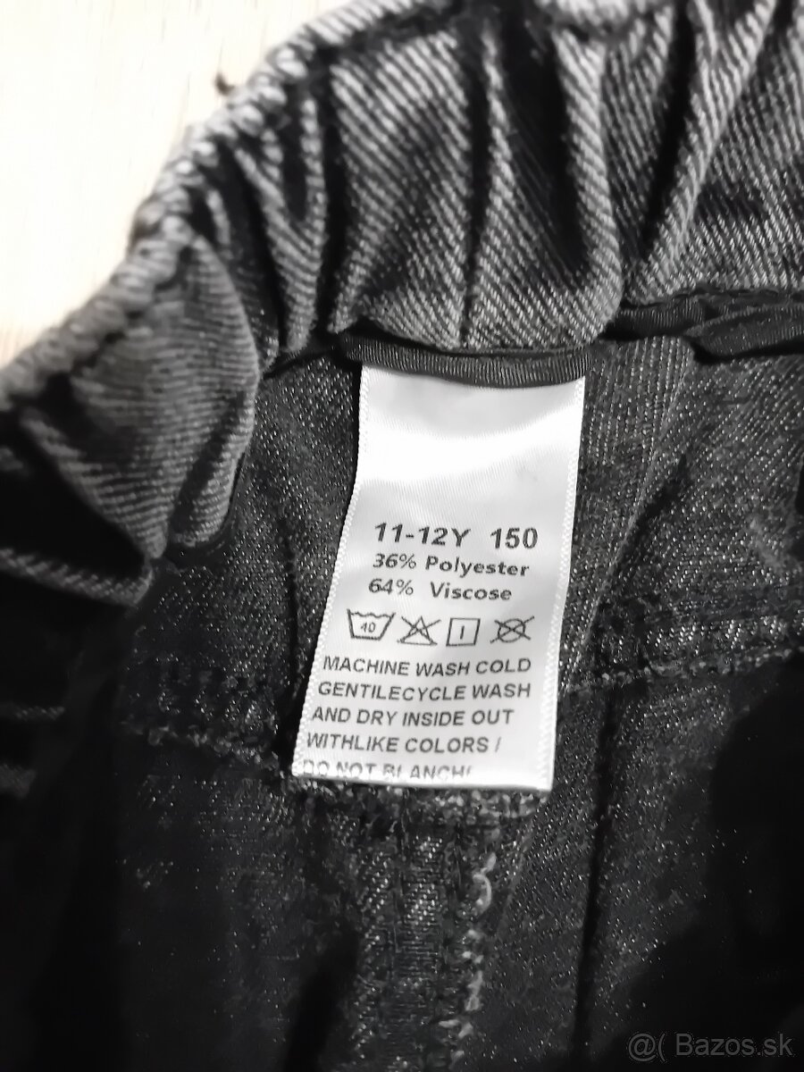 Dievčenské čierne široké rifle - 5