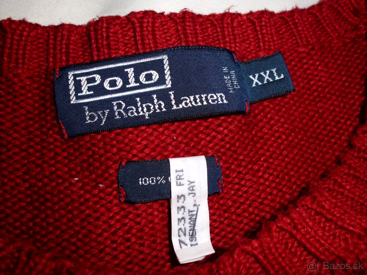 Ralph Lauren pánsky sveter tmavo červený 2XL - 5