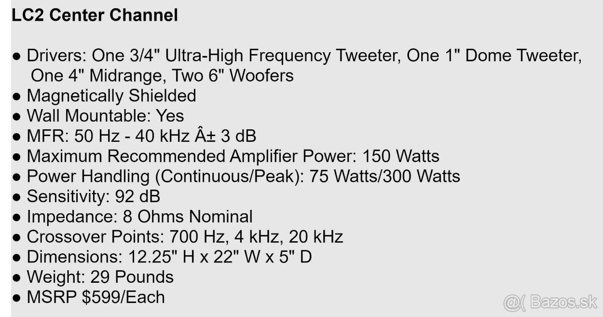 JBL LC2 centralny reproduktor --Posta zdarma-- - 5