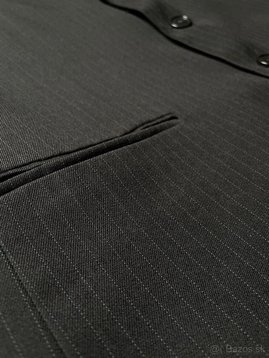 Čierne pánske sako s tenkým prúžkom pinstripe L (52-54) - 5