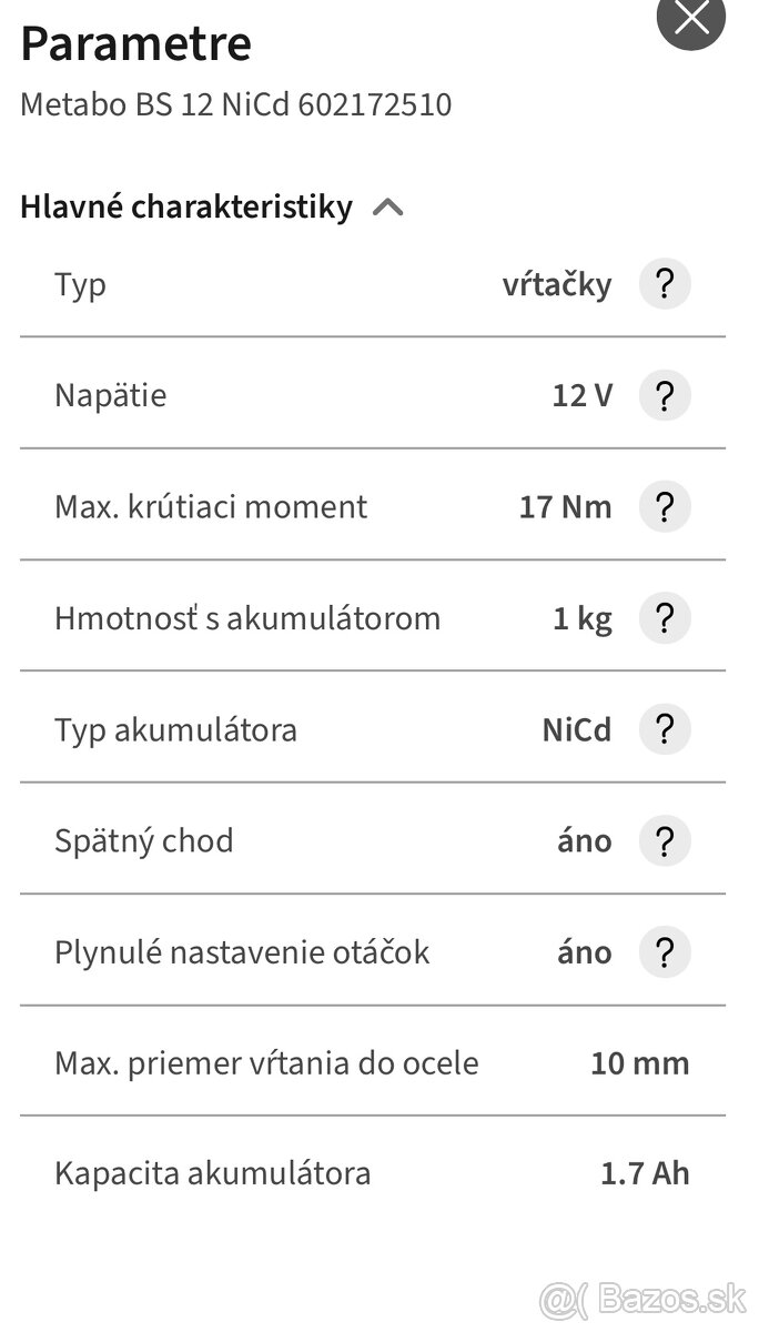 Aku Metabo BS 12 - 5