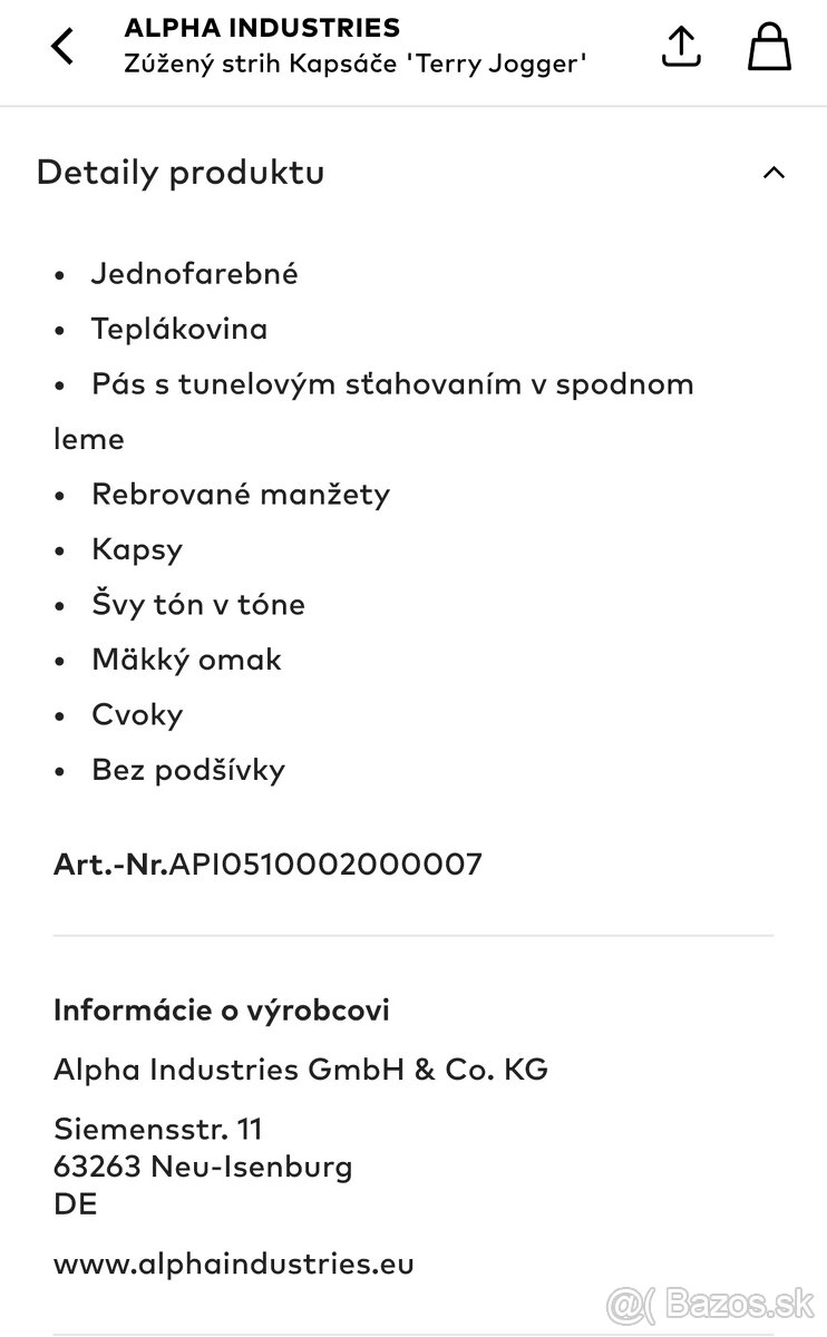 Alpha Industries Tepláky Terry Jogger farba olivová - 5