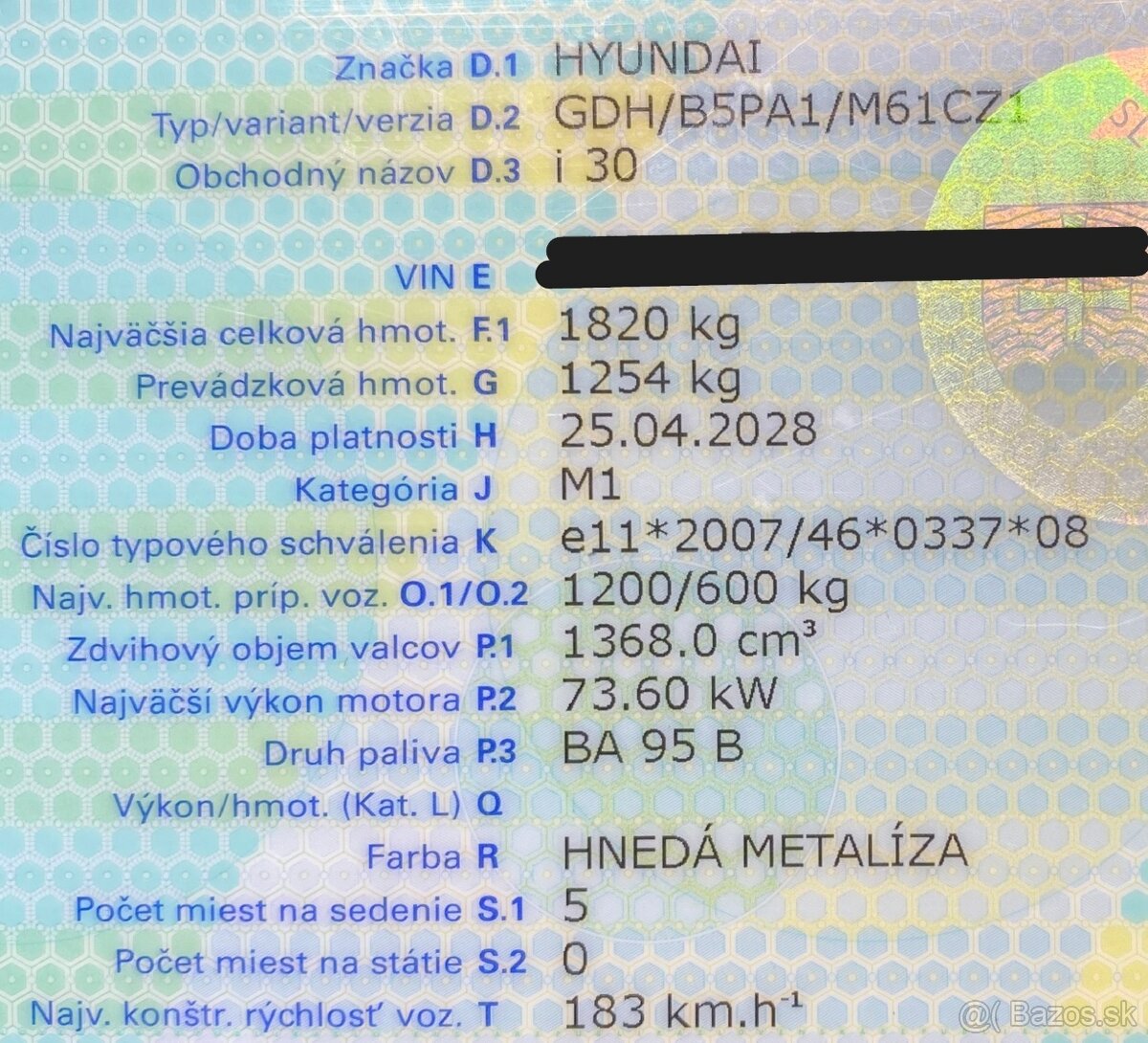 Hyundai i30 GDH 1.4 / 100k /73.60 kw // 44.XXXkm// - 5