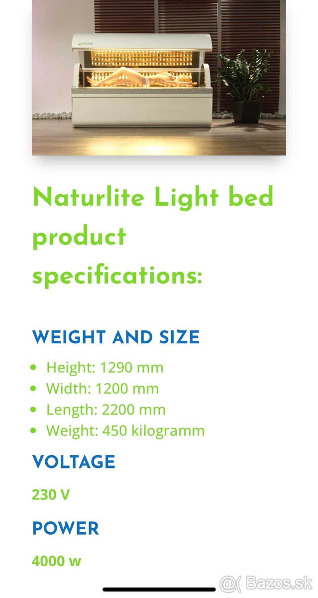 Bioptron Naturlite/Sensolite light bed 1000led - 5