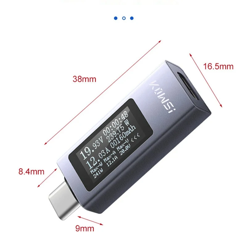 Sikovny USB type C Tester (0-30V, 0-12A) - 5