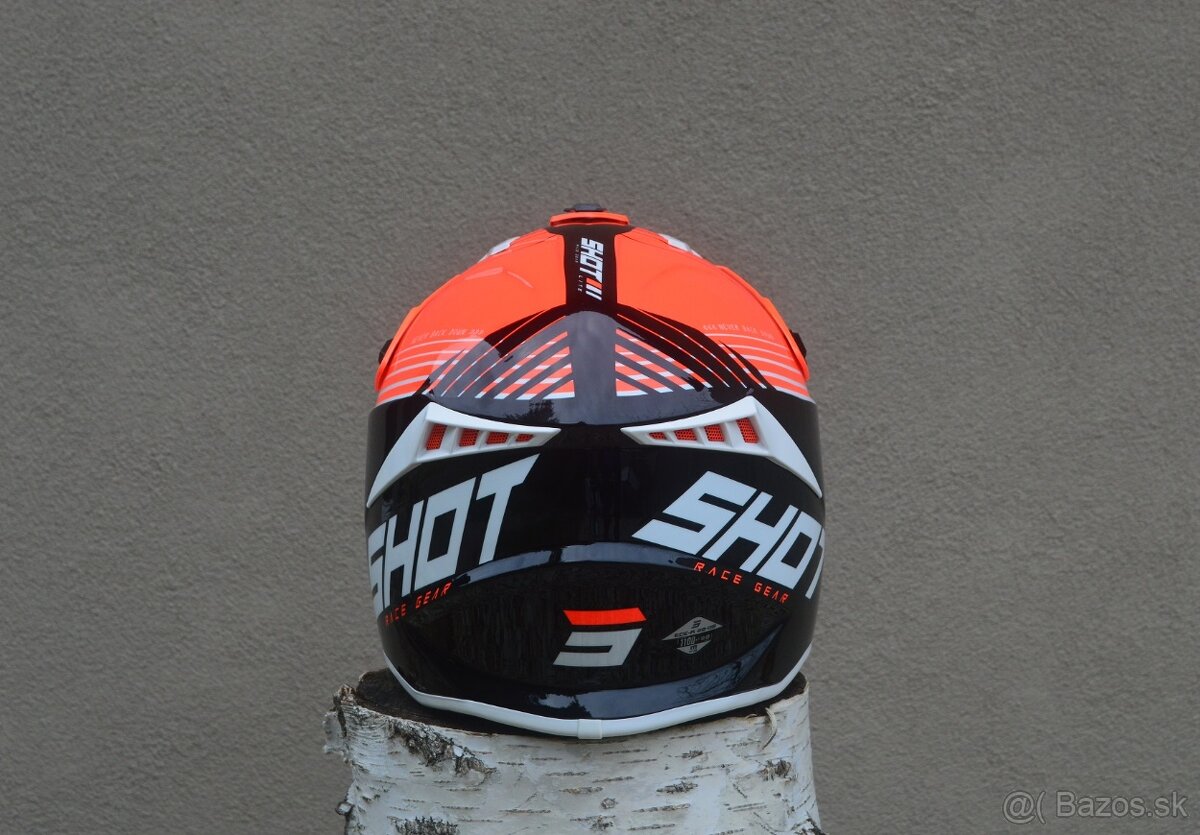 SHOT CARBON Kevlar prilba helma okuliare oranžová fluo - 5